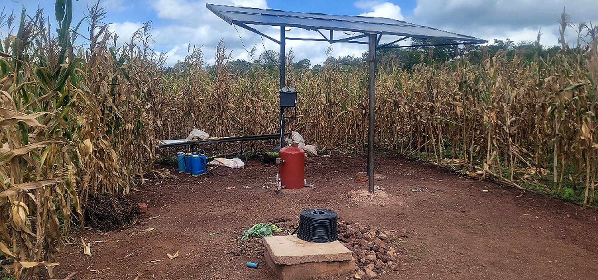 Renewable energy infrastructure at a rural field site