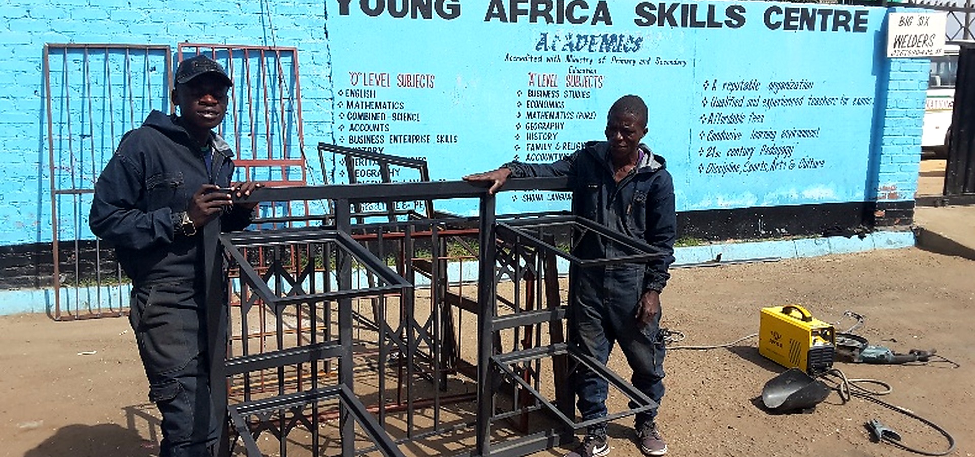 Skills training centre with young people and equipment