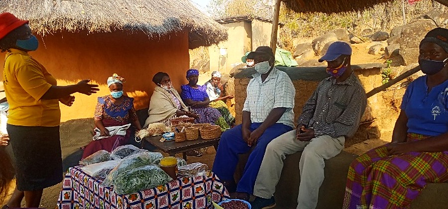 Community members participating in field research